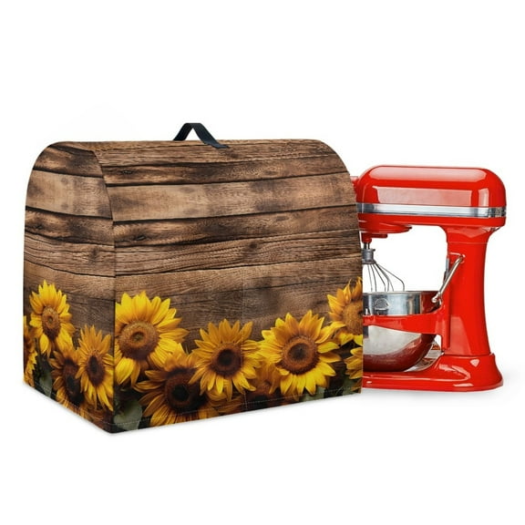 TSOVTHRID Sunflower Wood Print Stand Mixer Cover with Top Handle Dust Cover for 4.5-5 Quart Stand Mixer Waterproof Accessories Decor for Kitchen Aid Accessories and Attachments,S