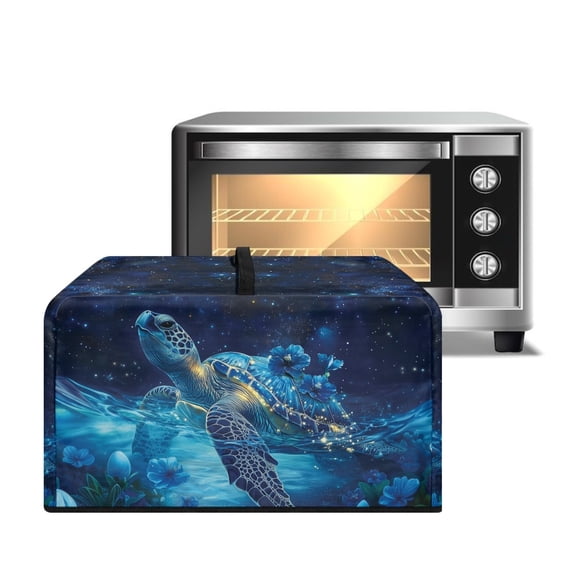 TSOVTHRID Toaster Oven Cover Microwave Oven Dust Cover Oil-Proof Kitchen Appliance Protector Dirt Fingerprint Protection, Sea Turtle Hibiscus Floral Starry Sky Print, 20.9"W x 15.7"D x 12.4"H, L