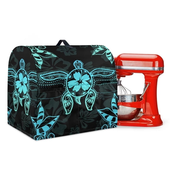 TSOVTHRID Turtle Hibiscus Pattern Kitchen Mixer Cover Stand Mixer Dust Cover Foldable Stain Resistant Kitchen Appliance Cover with Pocket for Various Kitchen Appliance Accessories,S