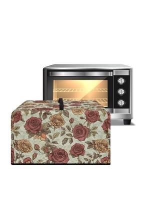 Vintage Rose Floral Print Microwave Oven Cover Stain-Resistant Dust Cover for Microwave Oven Oil-Proof Kitchen Machine Covers with Handle for Kitchen Decor, 18.25"W x 14.5"D x 11"H, S