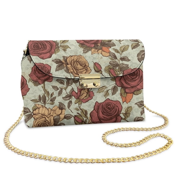 TSOVTHRID Vintage Rose Flower Print Small Crossbody Bag for Women, Cell Phone Purse, Women's Shoulder Handbags Wallet Purse with Small Shoulder Purses