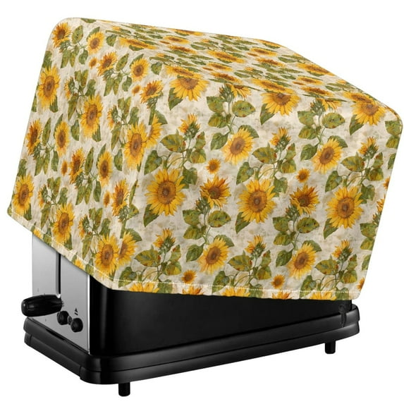 TSOVTHRID Vintage Sunflower Print 2 Slice Toaster Polyester Covers Heat-Resistant Kitchen Small Appliance Dust Cover Fingerprint Protection Kitchen Machine Protector