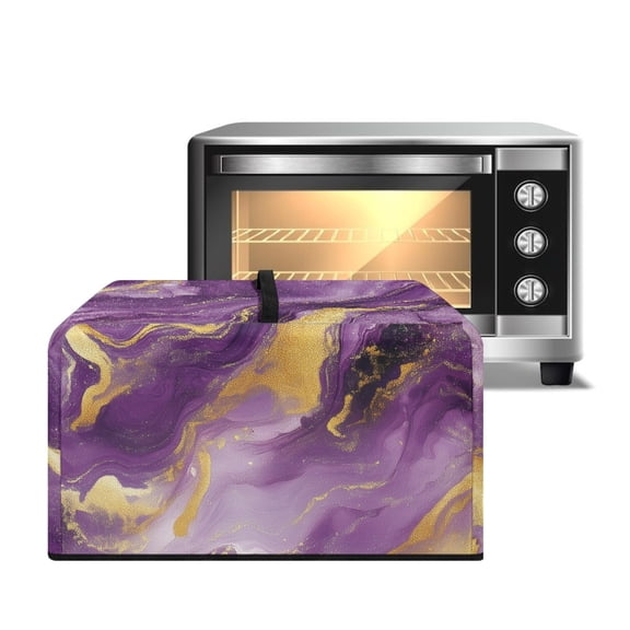TSOVTHRID Violet Gold Marble Texture Print Microwave Oven Cover Dust-Proof Microwave Oven Grill Cover Protector Universal Kitchen Appliance Protector Dirt Protection, 18.25"W x 14.5"D x 11"H, S