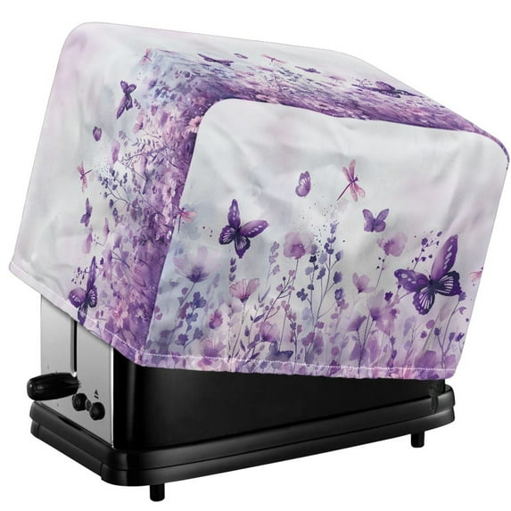 TSOVTHRID Watercolor Flower Butterfly Dragonfly Print 2 Slice Toaster Covers with Drawstring Fits Most Kitchen Small Appliances, Stain Resistant Microwave Oven Dust Protector