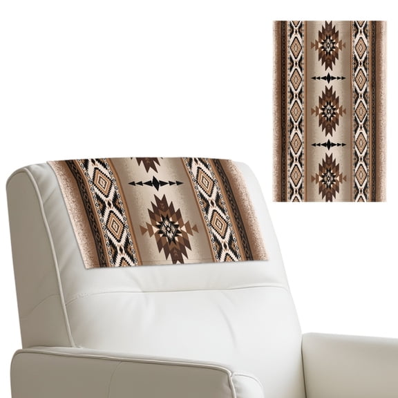 TSOVTHRID Western Aztec Tribal Print Recliner Headrest Cover PU Leather Sofa Headrest Protector for Furniture Slipcovers 17x27in Non Slip Head Rest Cover for Living Room, 1 Piece