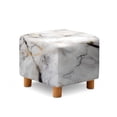 thumbnail image 1 of TSOVTHRID White Marble Texture Print Stretch Ottoman Covers, Soft Square Slipcover for Folding Storage Stool with Elastic Bottom Removable Furniture Protector, 1 of 7