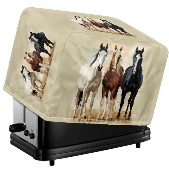 TSOVTHRID Wild Horses Print Toaster Dust Cover for 4 Slice, Heat-Resistant Dust Protection Kitchen Machine Covers Top Handle Design Bakeware Protector