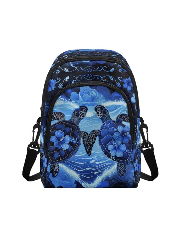 Women's Crossbody Bag Small Cell Phone Crossbody Wallet Purse Shoulder Bag for Women Travel Dating Shopping, Sea Turtle Hibiscus Flower Heart Print