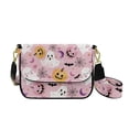 thumbnail image 1 of TSOVTHRID Women's Crossbody Purse, PU Leather Crossbody Bag, Small Shoulder Handbags for Women Casual Daily Shopping Use, Pink Ghost Pumpkin Cobweb Bat Print, 1 of 7
