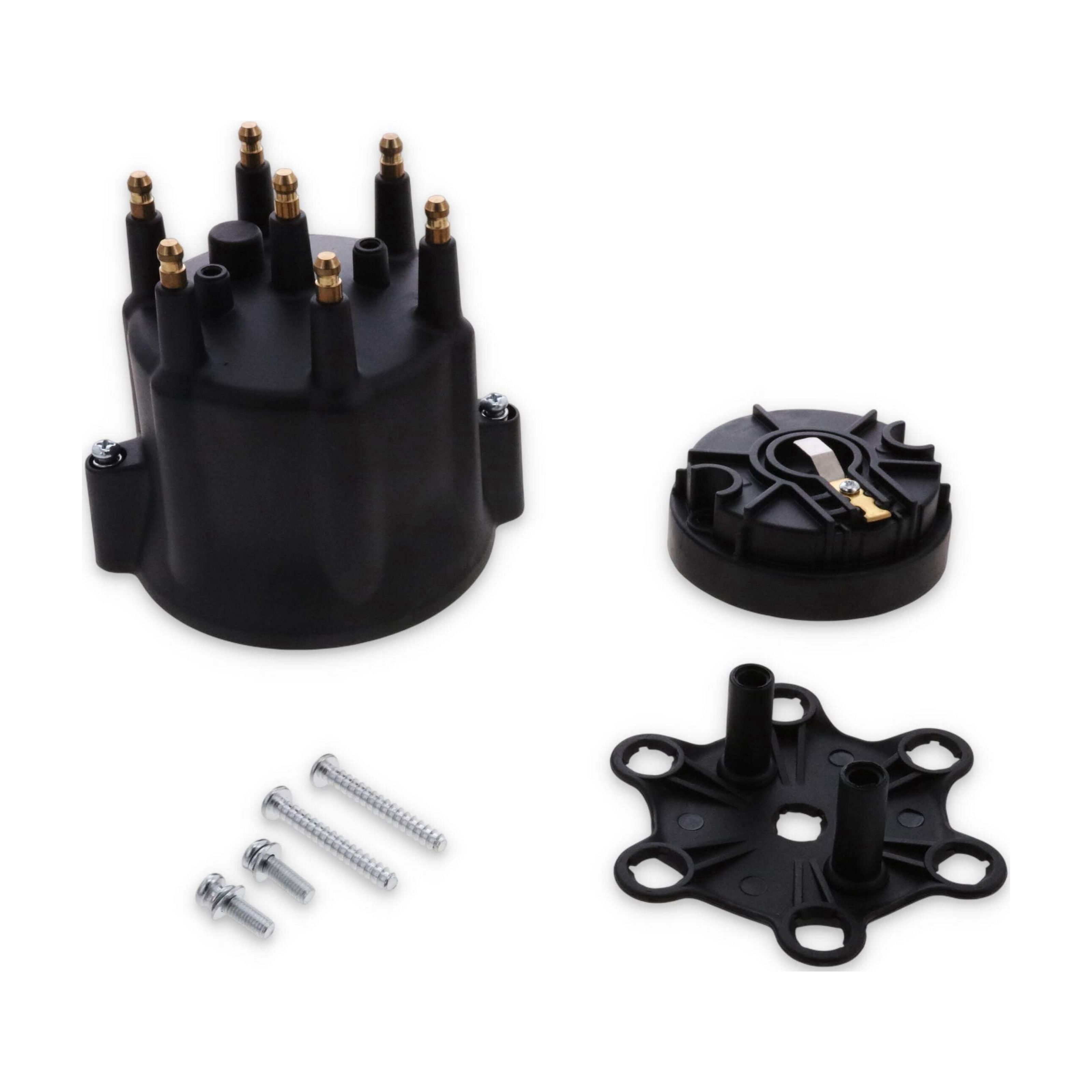 TSP 6-Cylinder Male Pro Series Distributor Cap & Rotor Kit - Black