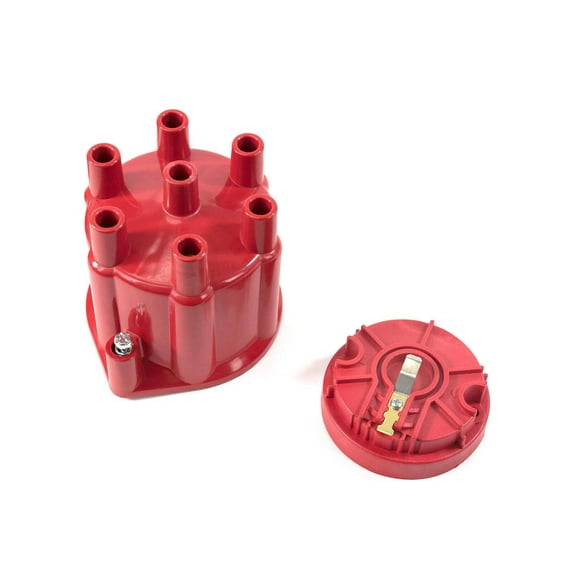 6-Cylinder Female Pro Series Distributor Cap Rotor Kit - Red