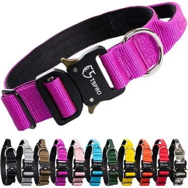 TSPRO Premium Dog Collar with Handle Thick Dog Collar Adjustable Dog Collar Heavy Duty Quick-Release Metal Buckle Dog Collar for Small or Medium to Extra Large Dogs(M-Purple)