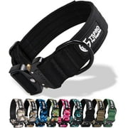 TSPRO Premium Dog Collar with Training Flag Patch Thick Dog Collar Adjustable Dog Collar Heavy Duty Quick-Release Metal Buckle Dog Collar for Small or Medium to Extra Large DogsBlack-L