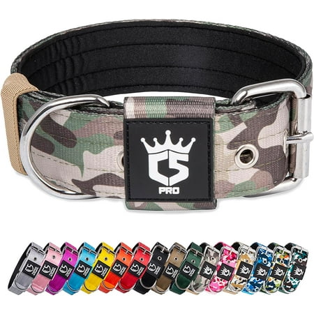 TSPRO Tactical Dog Collar 1.5 Inch Wide Dog Collar Strong Dog Collar Thick Dog Collar Heavy Duty Metal Buckle for 15.8-18.9 Inches Neck (Military Green M)