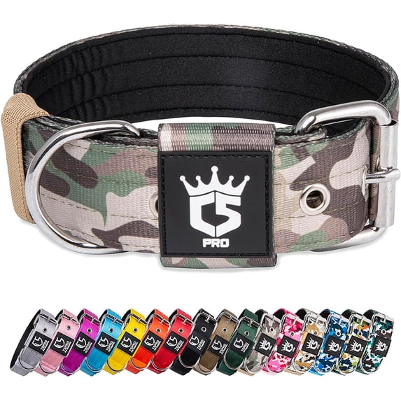 TSPRO Tactical Dog Collar 1.5 Inch Wide Dog Collar Strong Dog Collar Thick Dog Collar Heavy Duty Metal Buckle for 15.8-18.9 Inches Neck (Military Green M)