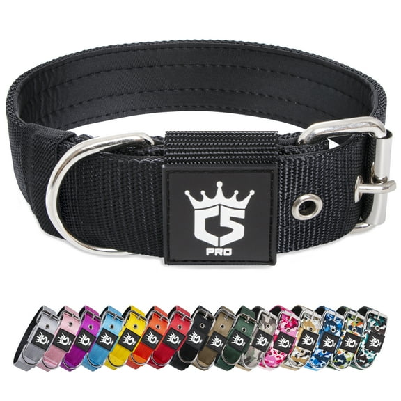 TSPRO Tactical Dog Collar 1.5 Inch Wide Dog Collar Strong Dog Collar Thick Dog Collar Heavy Duty Metal Buckle for 15.8-18.9 Inches Neck (Black M)