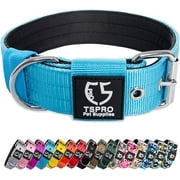 TSPRO Tactical Dog Collar 1.5 Inch Wide Dog Collar Strong Dog Collar Thick Dog Collar Heavy Duty Metal Buckle for 15.8-18.9 Inches Neck Blue M