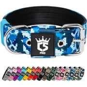 TSPRO Tactical Dog Collar 1.5 Inch Wide Dog Collar Strong Dog Collar Thick Dog Collar Heavy Duty Metal Buckle for 15.8-18.9 Inches Neck Camo Blue M