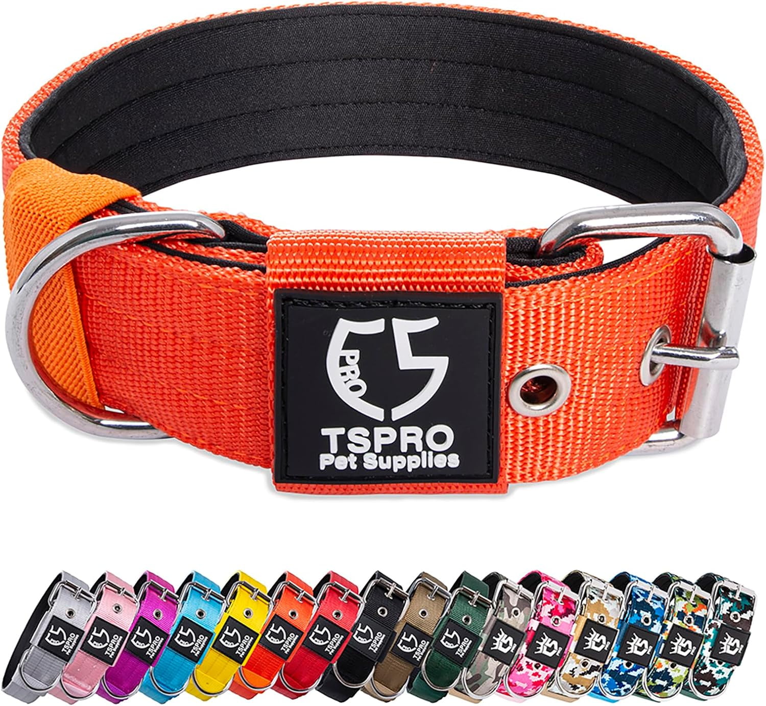 TSPRO Tactical Dog Collar, 1.5 Inch Wide, Heavy Duty Metal Buckle ...