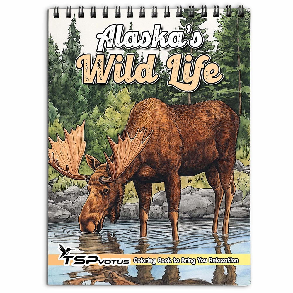 TSPVOTUS Alaska's Wild Life Coloring Book for Adult, Spiral Bound, Soft ...