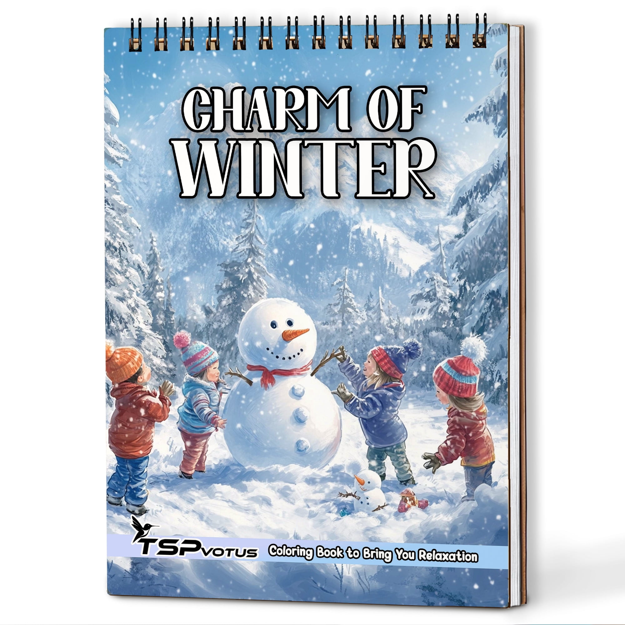 TSPVOTUS Charm of Winter Spiral Bound Adult Coloring Book, A5 Wooden ...