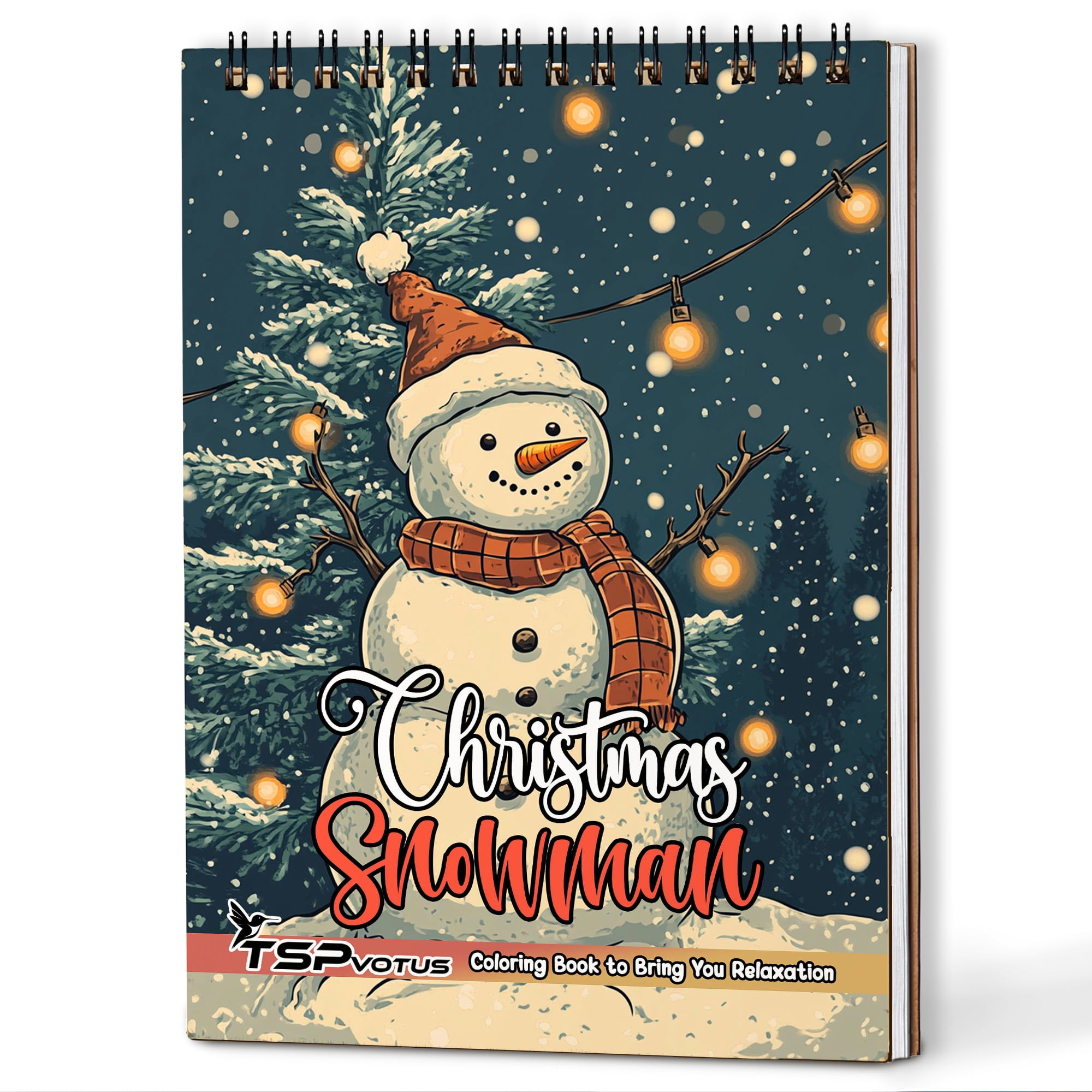 TSPVOTUS Christmas Snowman Spiral Bound Adult Coloring Book, A5 Wooden ...