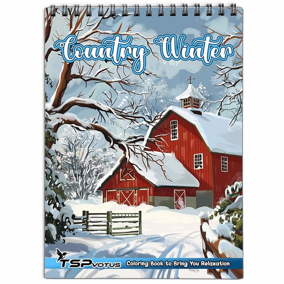 TSPVOTUS Country Winter Coloring Book for Adult, Spiral Bound, Soft Cover