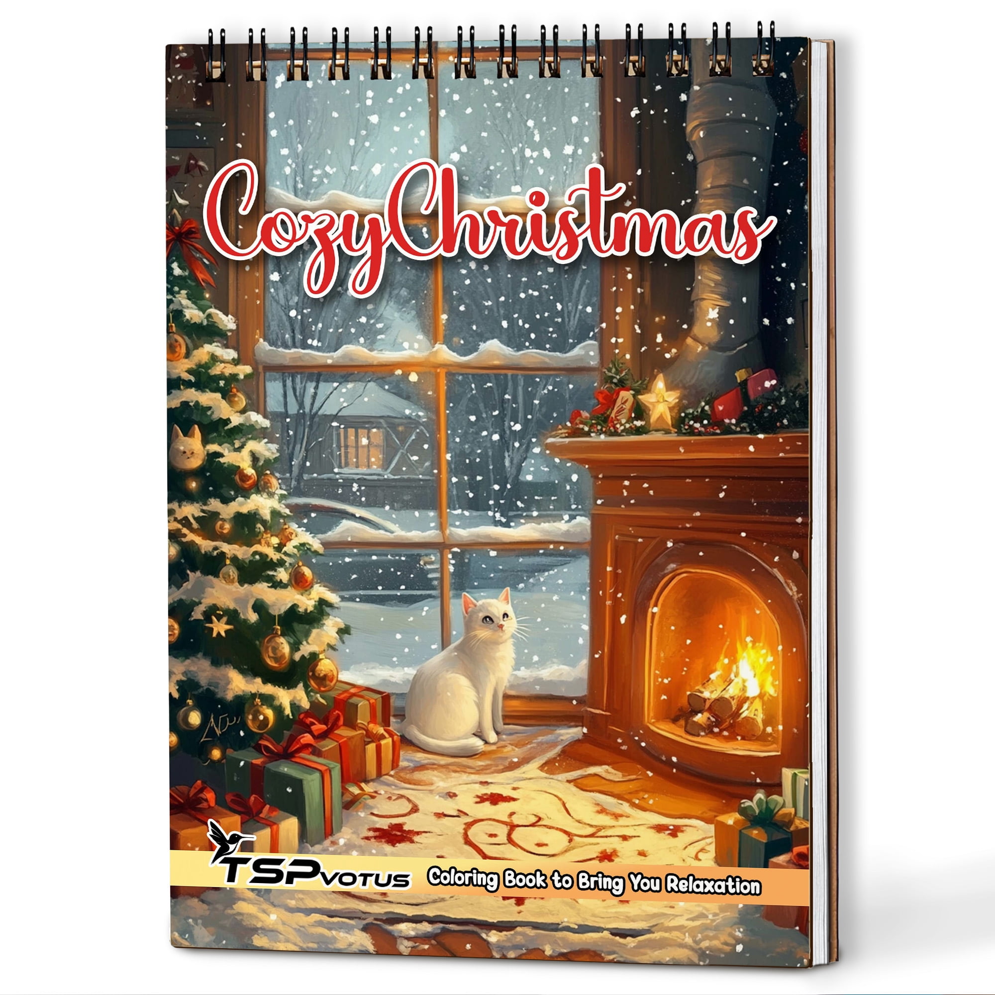 TSPVOTUS Cozy Christmas Spiral Bound Adult Coloring Book, A5 Wooden ...