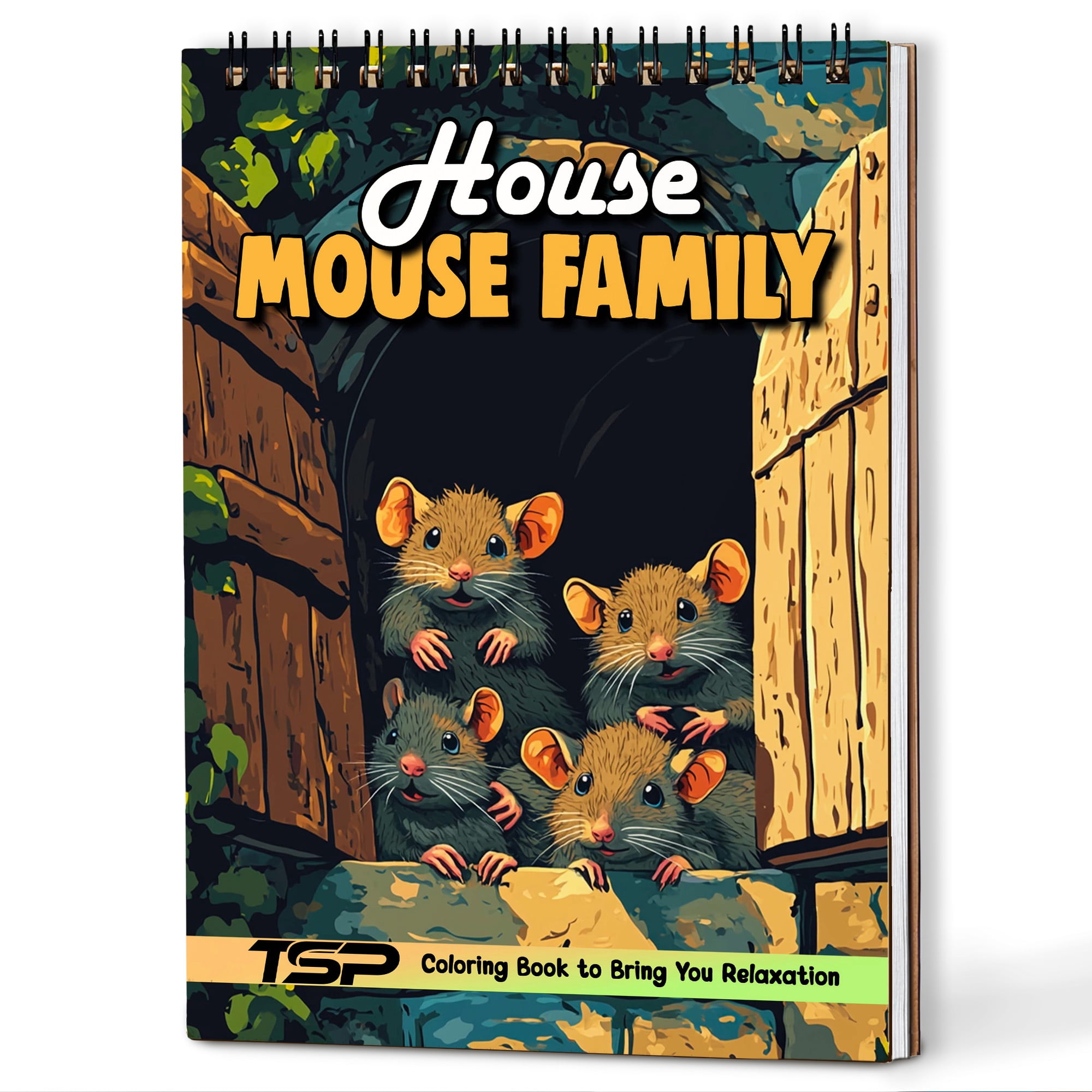 TSPVOTUS House Mouse Family Spiral Bound Adult Coloring Book, A5 Wooden ...