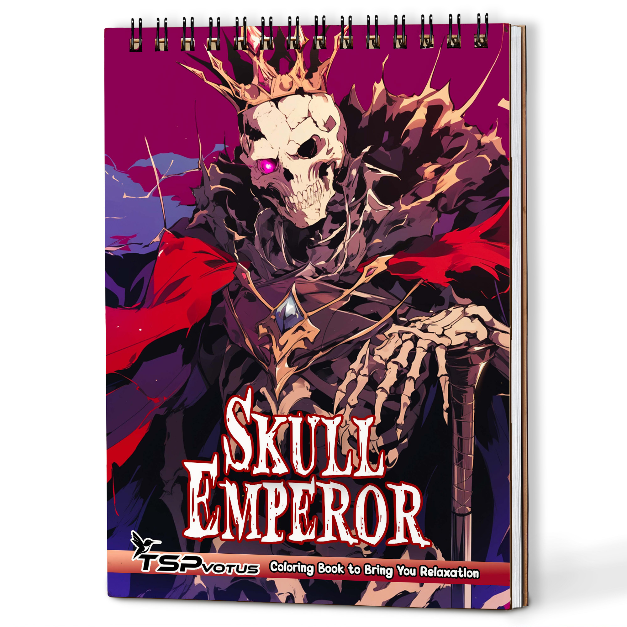 TSPVOTUS Skull Emperor Spiral Bound Adult Coloring Book, A5 Wooden ...