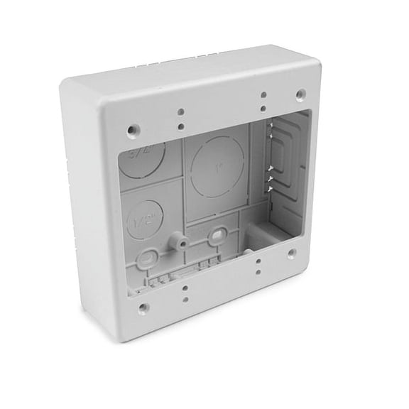 TSRPW-JBD - Dual Gang Jct Box 1-1/2in Deep 3-Pc PVC Wht (1 EA)