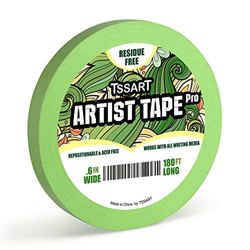  TSSART White Artist Tape Pro - Low Tack Masking Artists Tape  for Drafting Art Watercolor Painting and All Paper Media - Acid Free 1inch  Wide 180FT Long : Arts, Crafts & Sewing