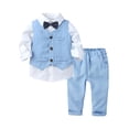 thumbnail image 1 of TSSOE Baby Boys Toddler Party Suit Long Sleeve Bowtie Lapel Dress Shirt Pant Vest Formal Outfit Set Blue 100, 1 of 7