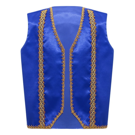 TSSOE Boys Arabian Prince Vest Open Front Medieval Waistcoat for Carnival Party Dress Up Royal Blue 6