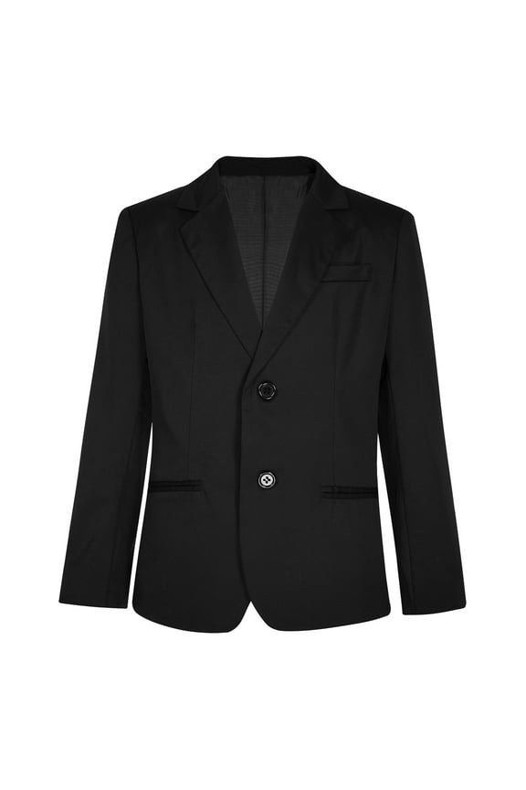 Boys Formal Blazer Casual Long Sleeve Single Breasted Suit Jacket Gentleman Dress Coat Black 4