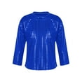 thumbnail image 1 of TSSOE Boys Girls Sparkly Metallic Long Sleeve Loose T-Shirt Jazz Hip Hop Dance Top Performance Costume Dancewear Royal Blue 9-10, 1 of 7