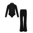 thumbnail image 1 of TSSOE Boys Latin Salsa Modern Dance Costume Kids Long Sleeve Leotard Shirts with Pants for Professional Jazz Dancewear Black 10, 1 of 5