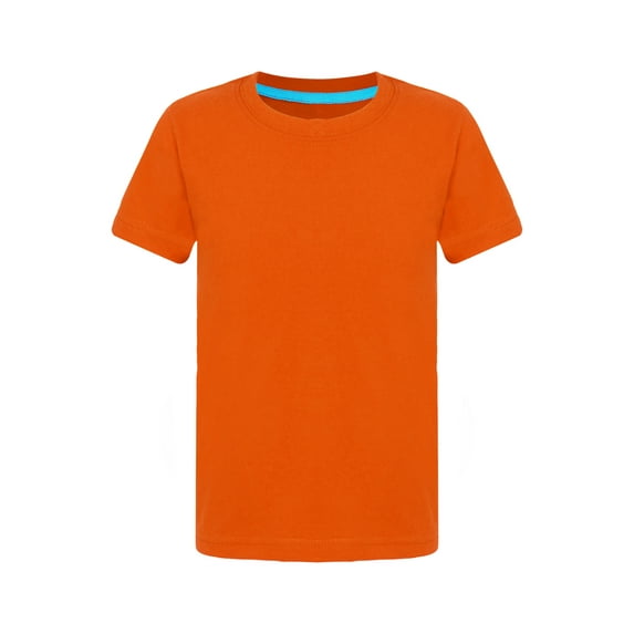 TSSOE Boys Solid Color Short Sleeve T-shirt Kids Summer Casual Crewneck Tee Tops for Outdoor Playwear Orange 100