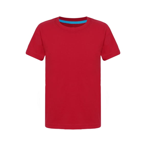 TSSOE Boys Solid Color Short Sleeve T-shirt Kids Summer Casual Crewneck Tee Tops for Outdoor Playwear Red 100