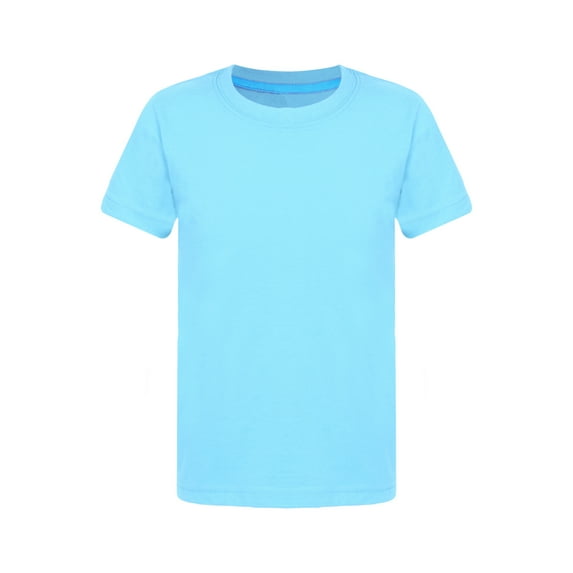 TSSOE Boys Solid Color Short Sleeve T-shirt Kids Summer Casual Crewneck Tee Tops for Outdoor Playwear Sky Blue 100