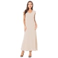 thumbnail image 1 of TSSOE Casual Dresses for Women V Neck Sleeveless Solid Color Loose Fit Swing Summer Dresses Beige XXL, 1 of 5