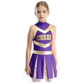 thumbnail image 1 of TSSOE Cheer Leader Costumes for Girls Sleeveless Cheer Letter Print Uniform Dance Dress for Party Clothes Purple 14, 1 of 5