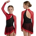 thumbnail image 1 of TSSOE Children Girls Figure Ice Skating Dress Gymnastics Lyrical Dance Latin Jazz Competitions Outfit Dancewear Burgundy 6, 1 of 6