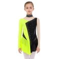 thumbnail image 1 of TSSOE Figure Ice Skating Dress for Girls Long Sleeve Skirted Leotard Sparkly Ballet Dance Dress for Performance Fluorescent Yellow 12, 1 of 7