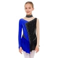 thumbnail image 1 of TSSOE Figure Ice Skating Dress for Girls Long Sleeve Skirted Leotard Sparkly Ballet Dance Dress for Performance Navy Blue 16, 1 of 5