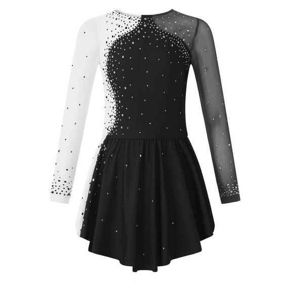 TSSOE Girl's Figure Skating Dress Ballet Dance Gymnastics Leotard Skating Costume for Competition Black 14