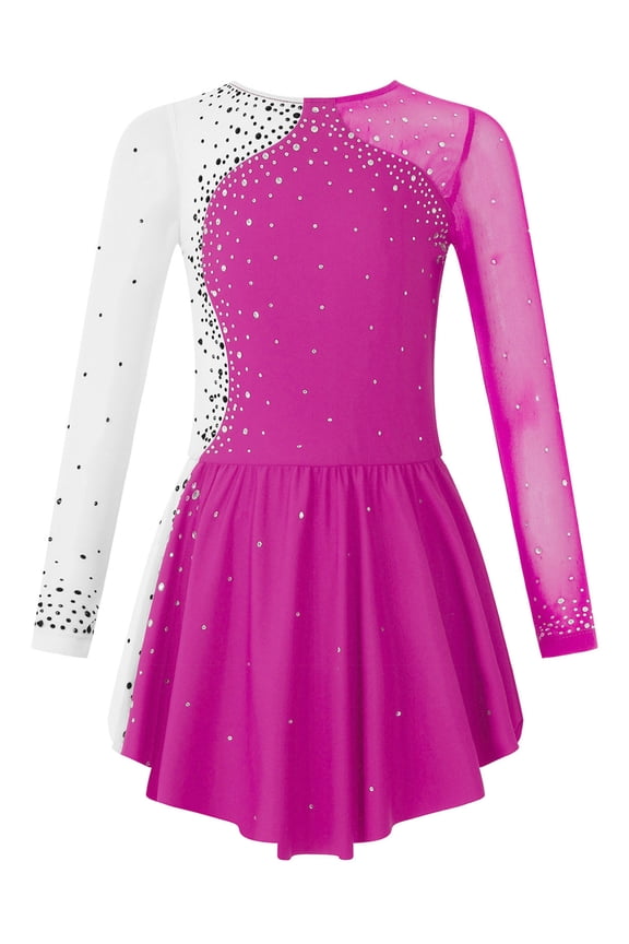 Girl's Figure Skating Dress Ballet Dance Gymnastics Leotard Skating Costume for Competition Rose 6