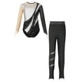 thumbnail image 1 of TSSOE Girls 2pcs Metallic Leotards with Legging Outfits Kids Long Sleeve Ballet Unitards Bodysuit Dancewear Silver 8, 1 of 5