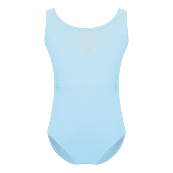TSSOE Girls Basic Cotton Leotard Gymnastics Ballet Dance Unitard Workout Gym Yoga Bodysuit Dancewear Light Blue 110