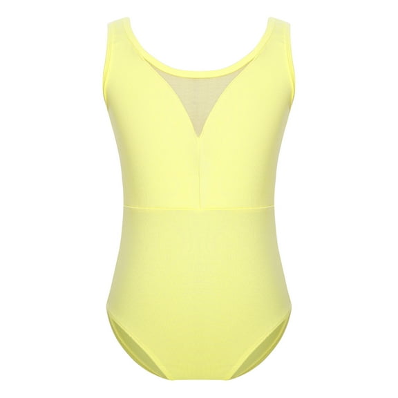 TSSOE Girls Basic Cotton Leotard Gymnastics Ballet Dance Unitard Workout Gym Yoga Bodysuit Dancewear Yellow 160